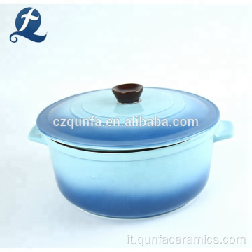 Casseruola rotonda in ceramica di colore resistente al calore con coperchio